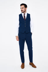 House of Cavani Seeba Navy Regular Three Piece Suit